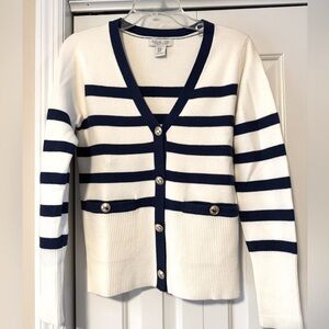 NWOT Rachel Zoe white and navy sweater, size XS